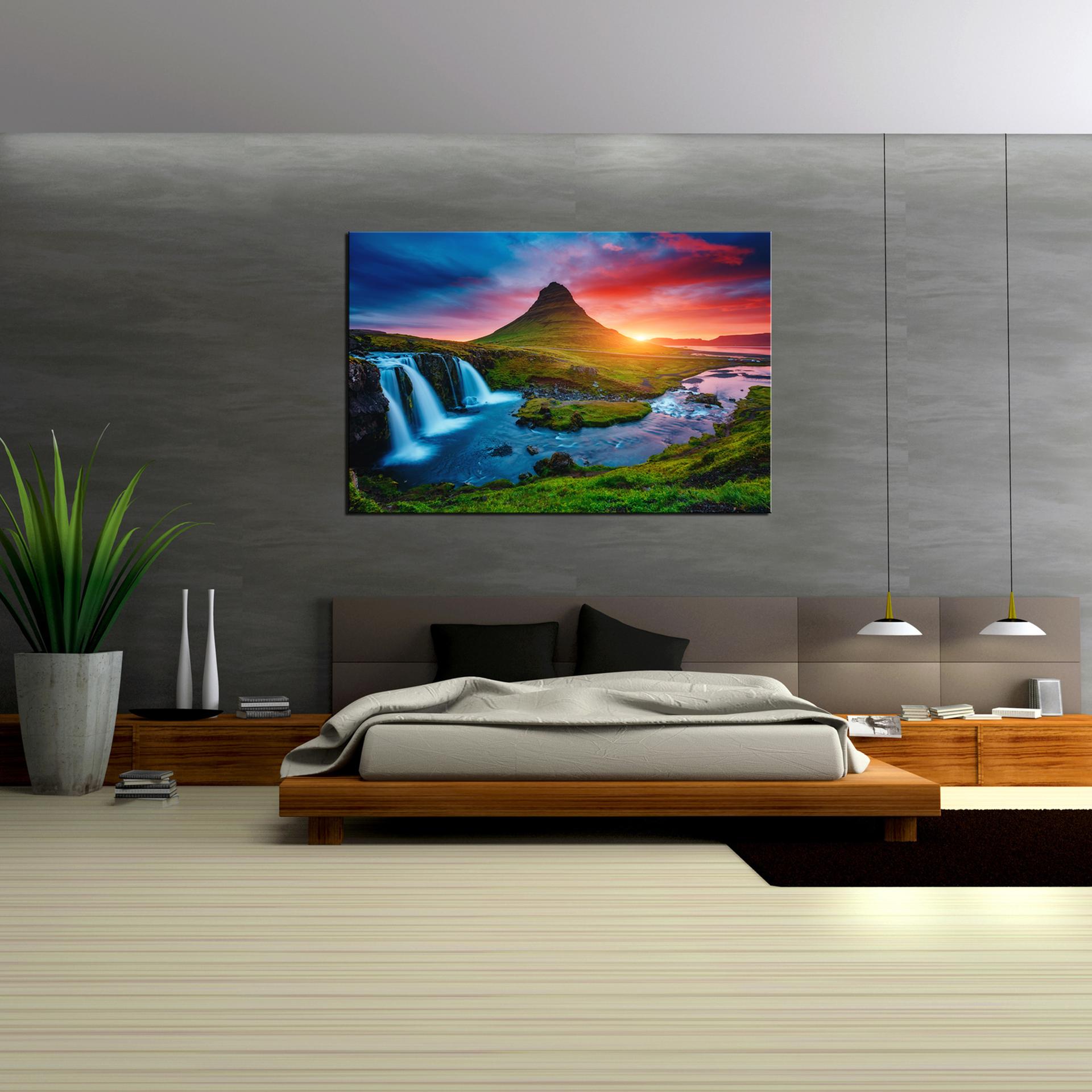 Leinwandbild Wasserfall Natur – Fertig gerahmt 120x80cm – Ansicht 3