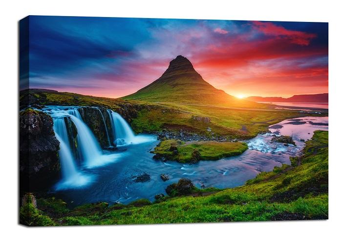 Leinwandbild Wasserfall Natur – Fertig gerahmt 120x80cm – Ansicht 4