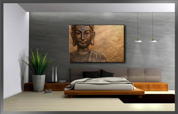 Buddha Leinwandbild 120x80cm fertig gerahmt – Ansicht 3