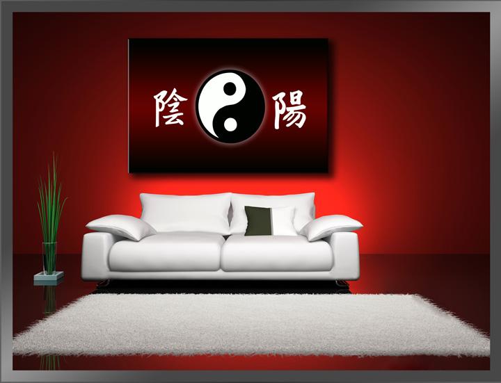 Yin Yang Leinwandbild 120x80cm fertig gerahmt – Ansicht 2