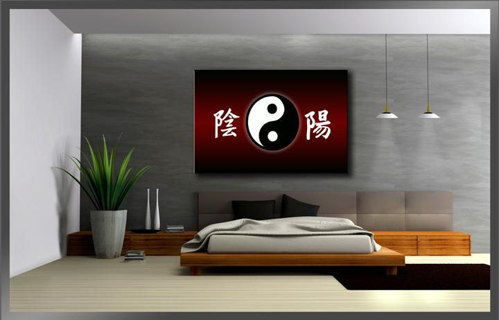 Yin Yang Leinwandbild 120x80cm fertig gerahmt – Ansicht 3