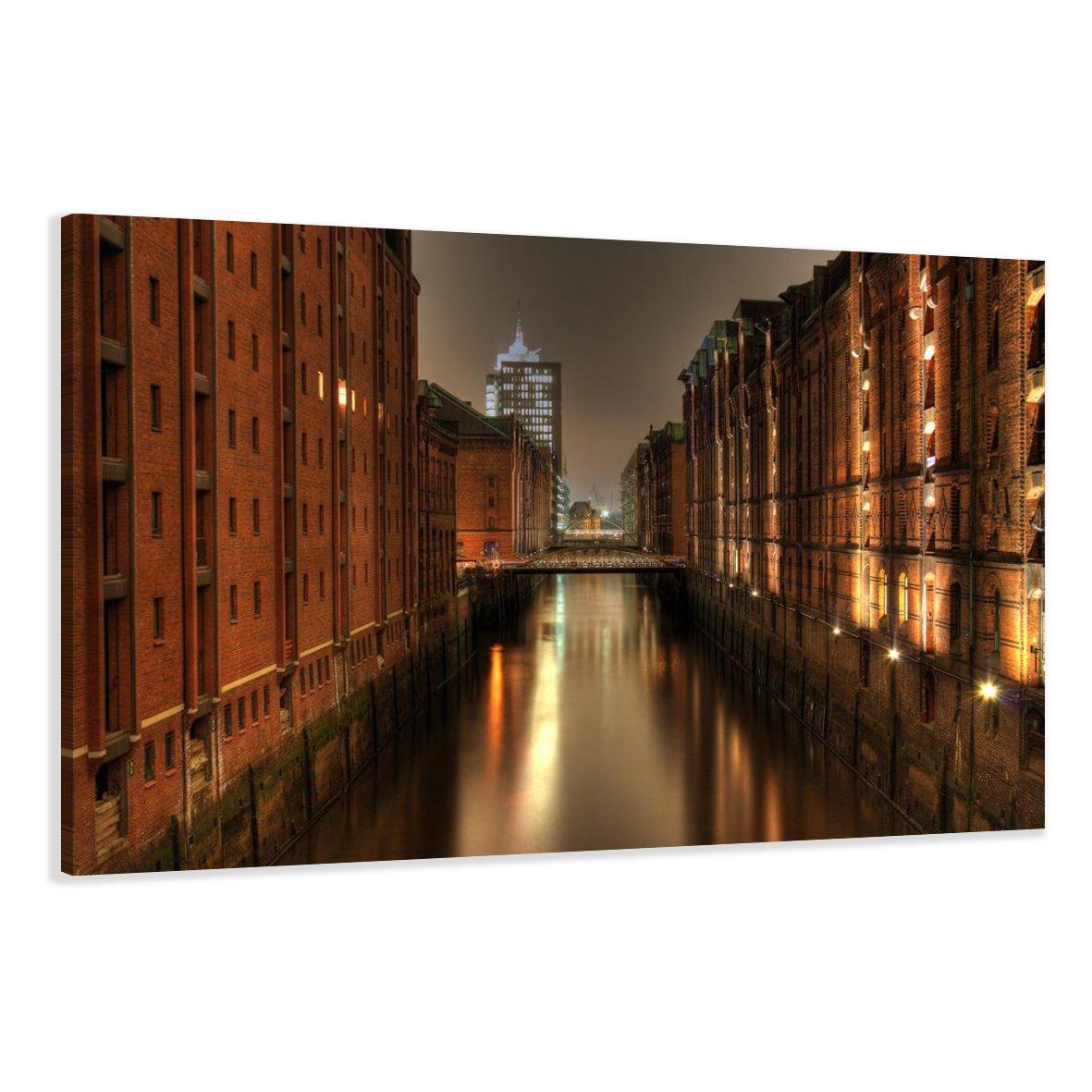 Hamburg Speicherstadt Leinwandbild 120x80cm fertig gerahmt