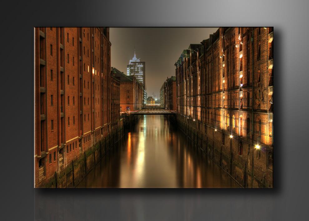 Hamburg Speicherstadt Leinwandbild 120x80cm fertig gerahmt – Ansicht 4