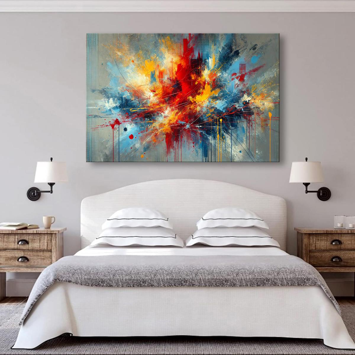 Abstraktes Leinwandbild mit Farbexplosion 120x80cm – Ansicht 2