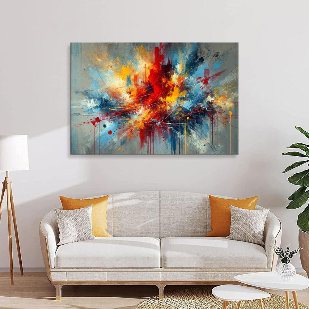 Abstraktes Leinwandbild mit Farbexplosion 120x80cm – Ansicht 4