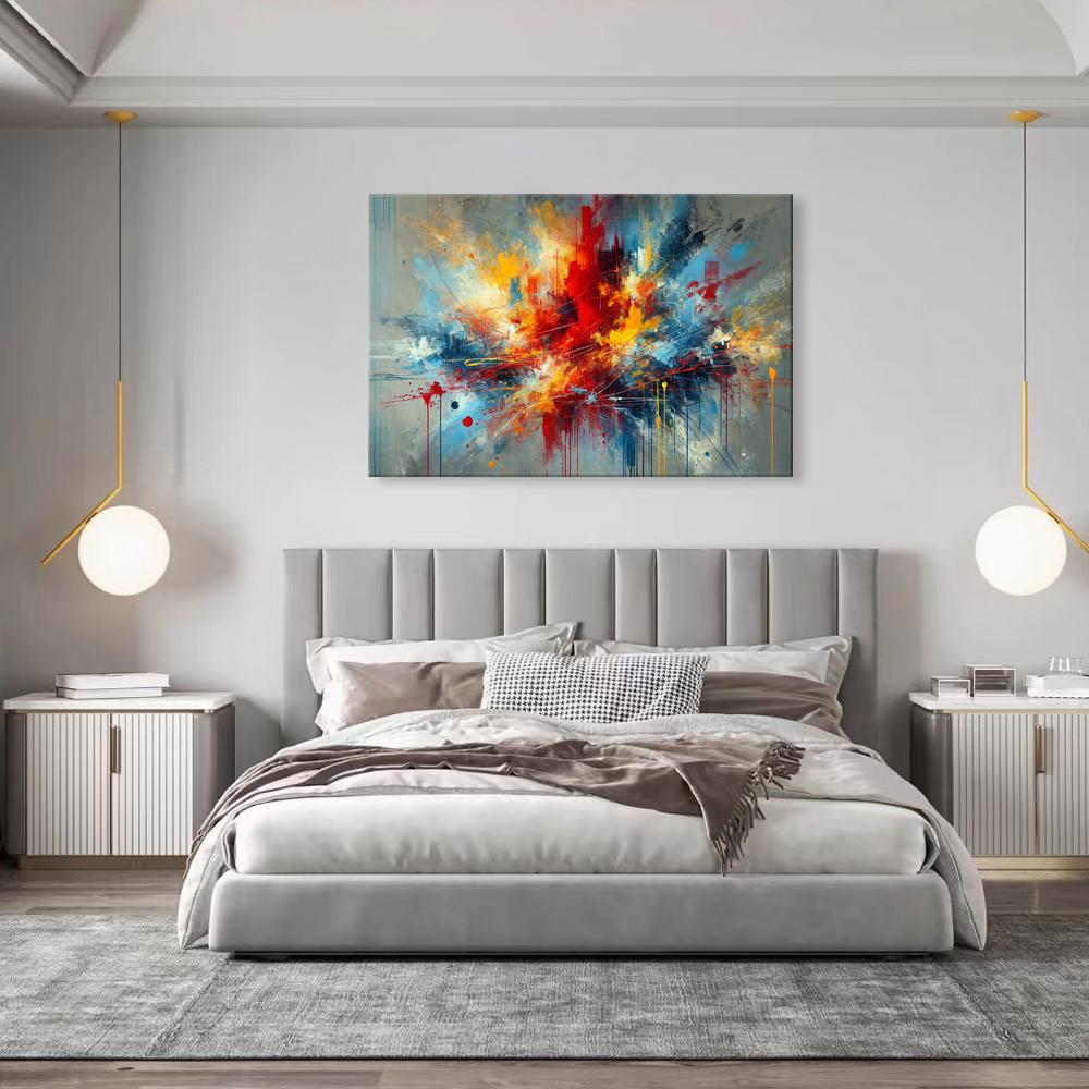 Abstraktes Leinwandbild mit Farbexplosion 120x80cm – Ansicht 5