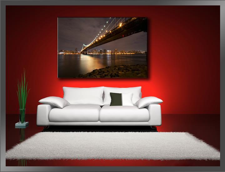 New York Leinwandbild - Beleuchtete Brücke 120x80cm – Ansicht 2