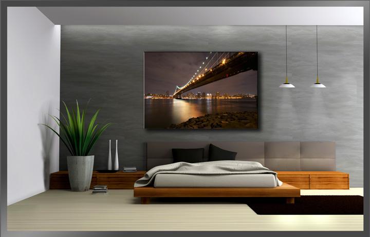 New York Leinwandbild - Beleuchtete Brücke 120x80cm – Ansicht 3