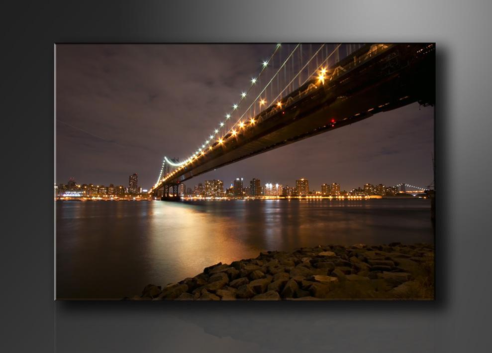 New York Leinwandbild - Beleuchtete Brücke 120x80cm – Ansicht 4