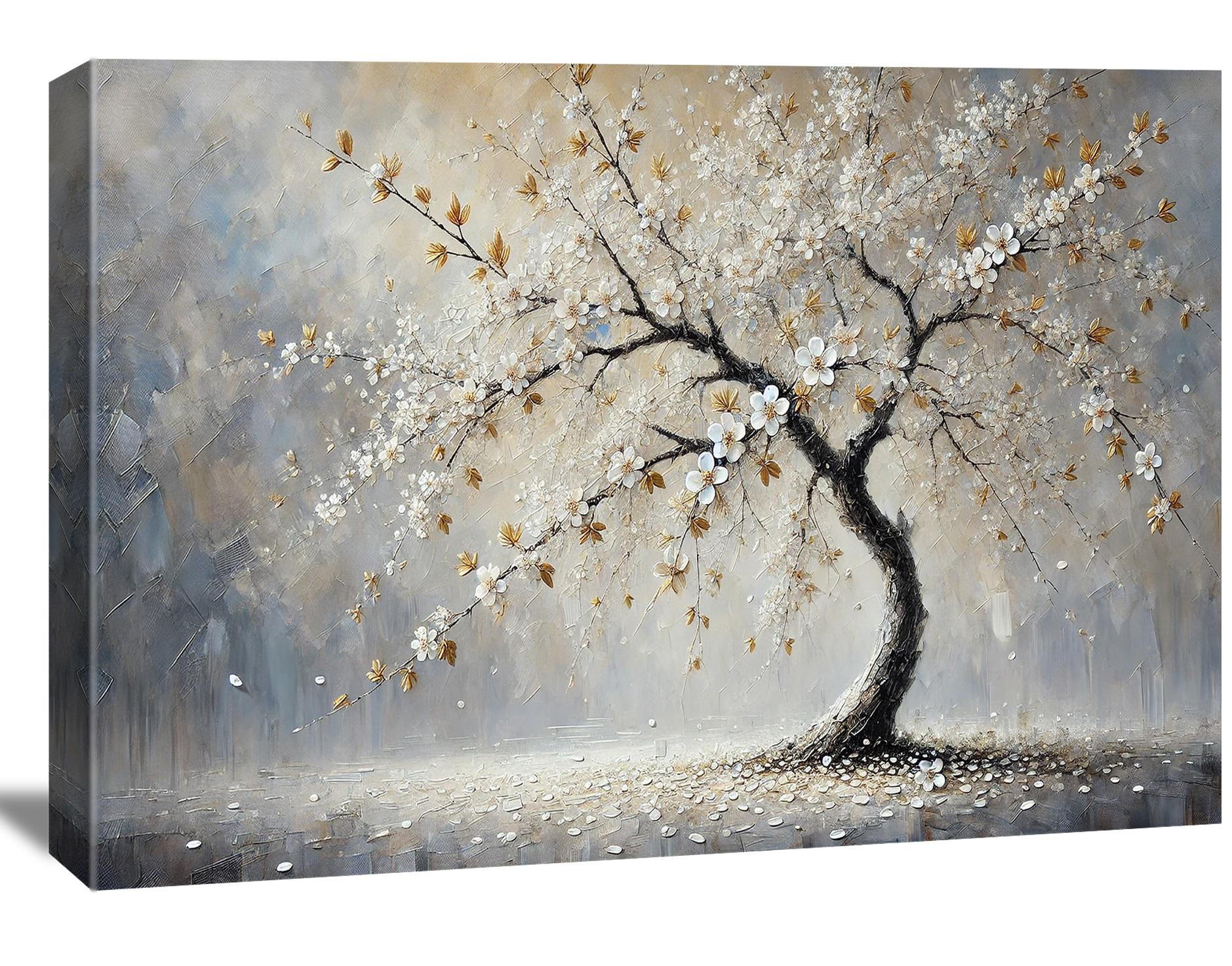 Abstraktes Leinwandbild Baum 120x80cm fertig gerahmt
