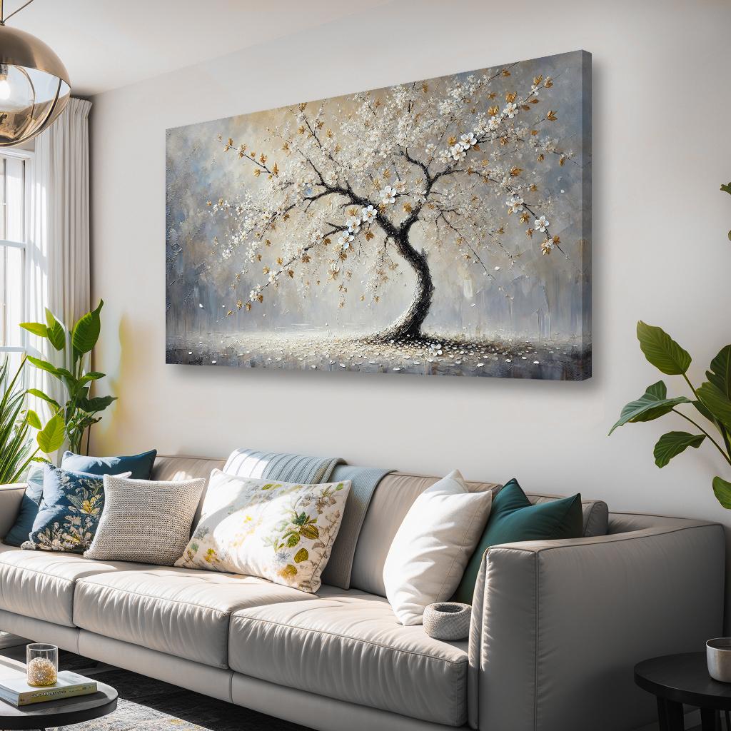 Abstraktes Leinwandbild Baum 120x80cm fertig gerahmt – Ansicht 2