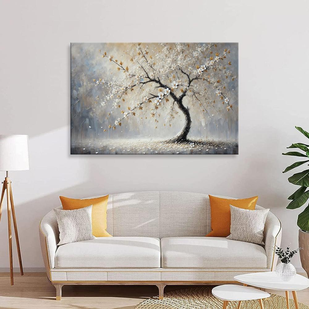 Abstraktes Leinwandbild Baum 120x80cm fertig gerahmt – Ansicht 3