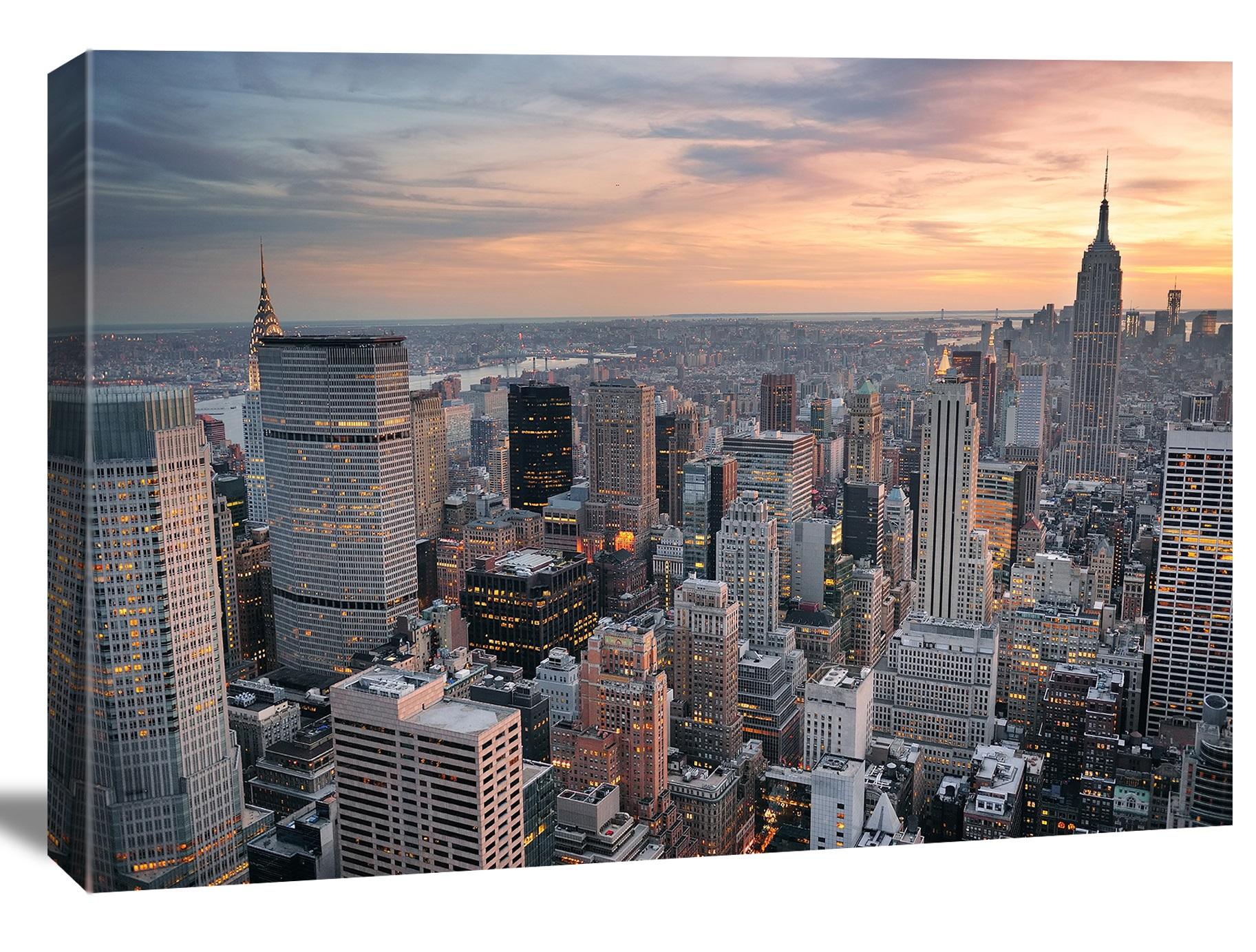 New York Skyline Leinwandbild 120x80cm mit Rahmen