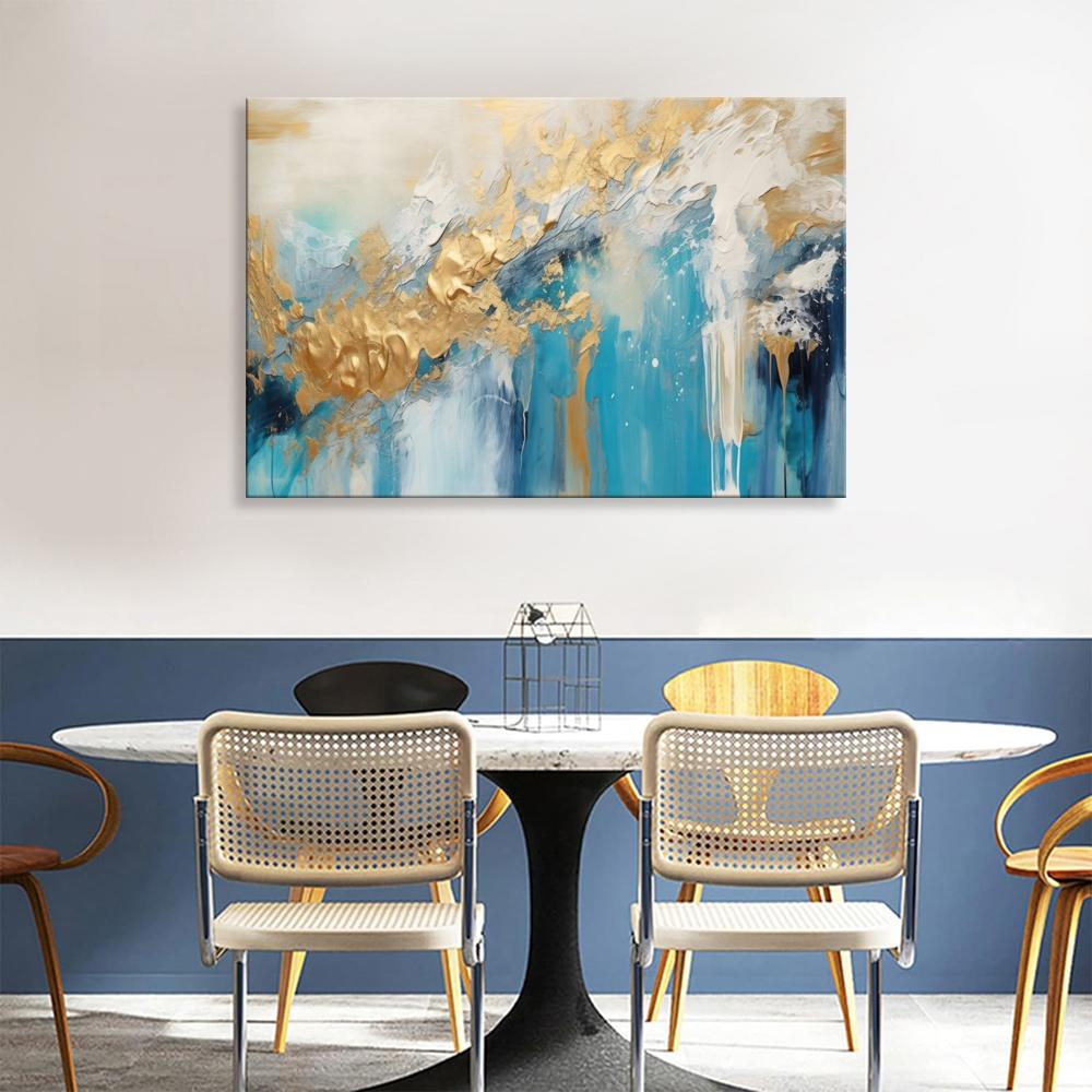 Abstraktes Leinwandbild in Blau und Gold 120x80 cm – Ansicht 5