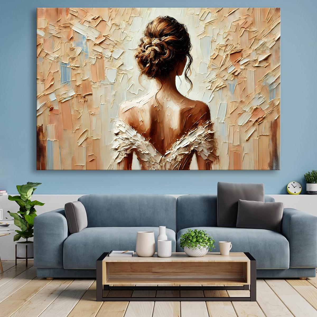 Schöne Frau im eleganten Kleid – Leinwandbild 120x80 cm – Ansicht 4
