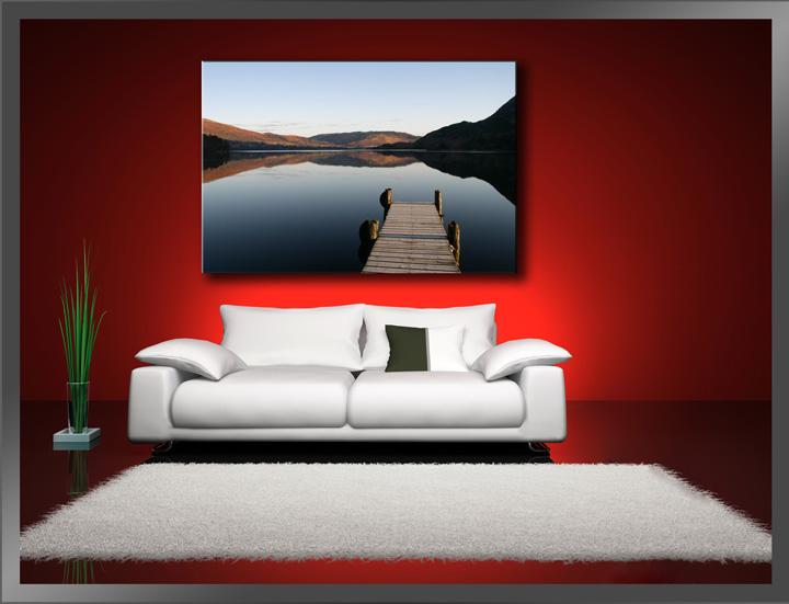 Leinwandbild Steg am See – 120x80cm fertig gerahmt – Ansicht 2