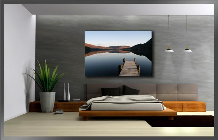 Leinwandbild Steg am See – 120x80cm fertig gerahmt – Ansicht 3