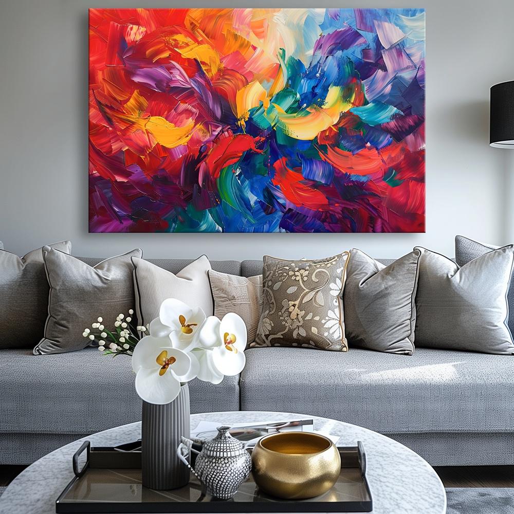 Buntes Leinwandbild abstrakte Malerei 120x80 cm – Ansicht 2