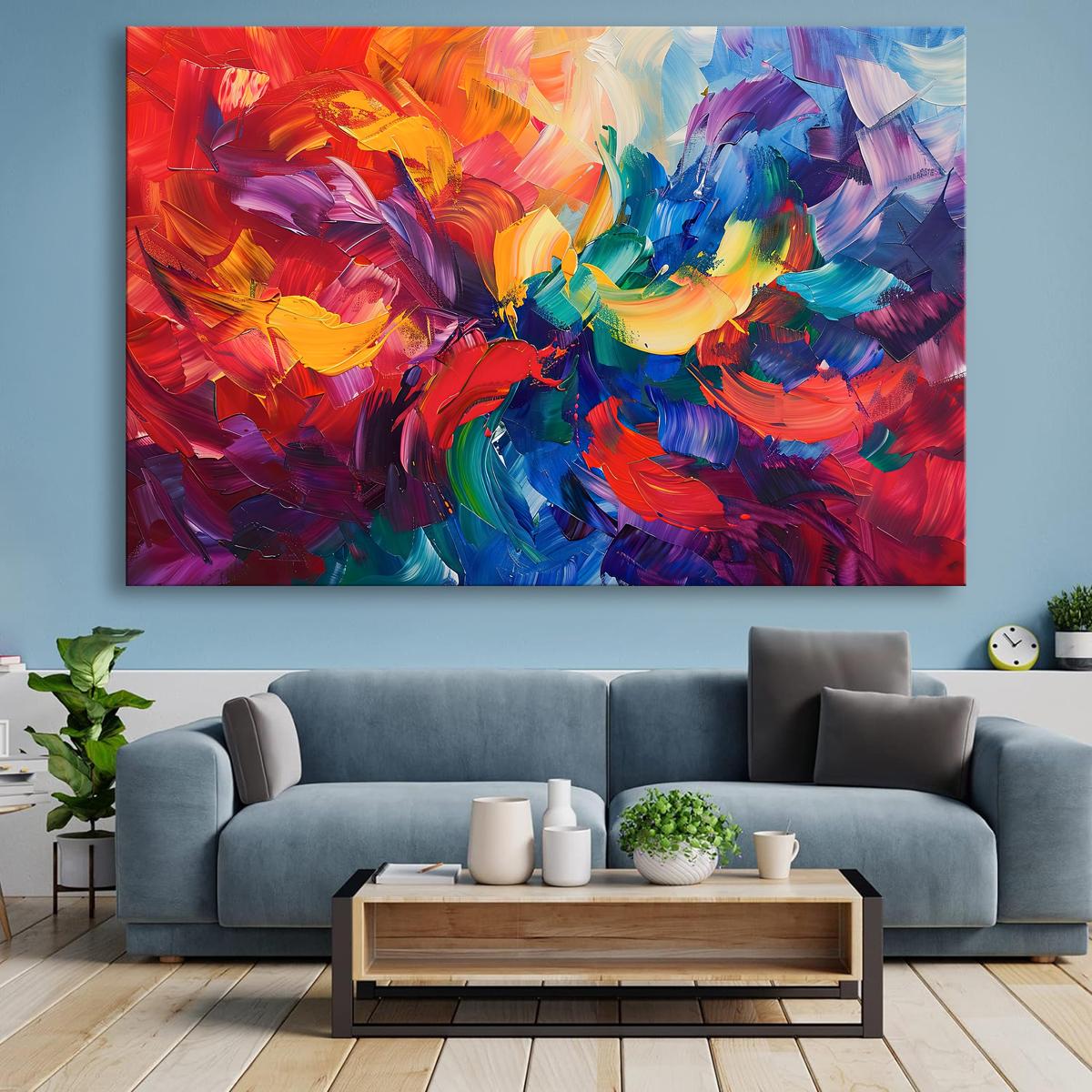 Buntes Leinwandbild abstrakte Malerei 120x80 cm – Ansicht 3