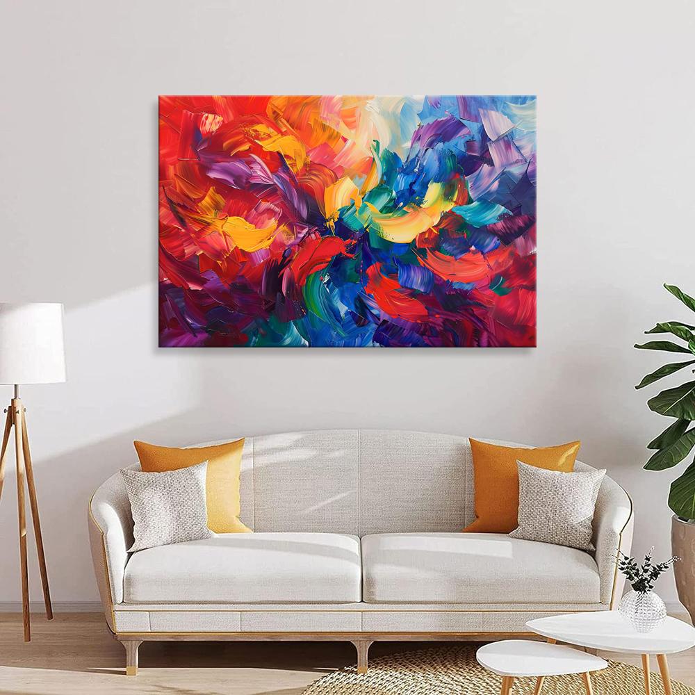 Buntes Leinwandbild abstrakte Malerei 120x80 cm – Ansicht 4