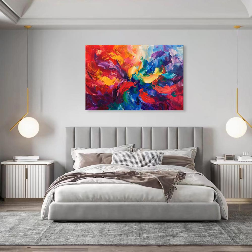 Buntes Leinwandbild abstrakte Malerei 120x80 cm – Ansicht 6