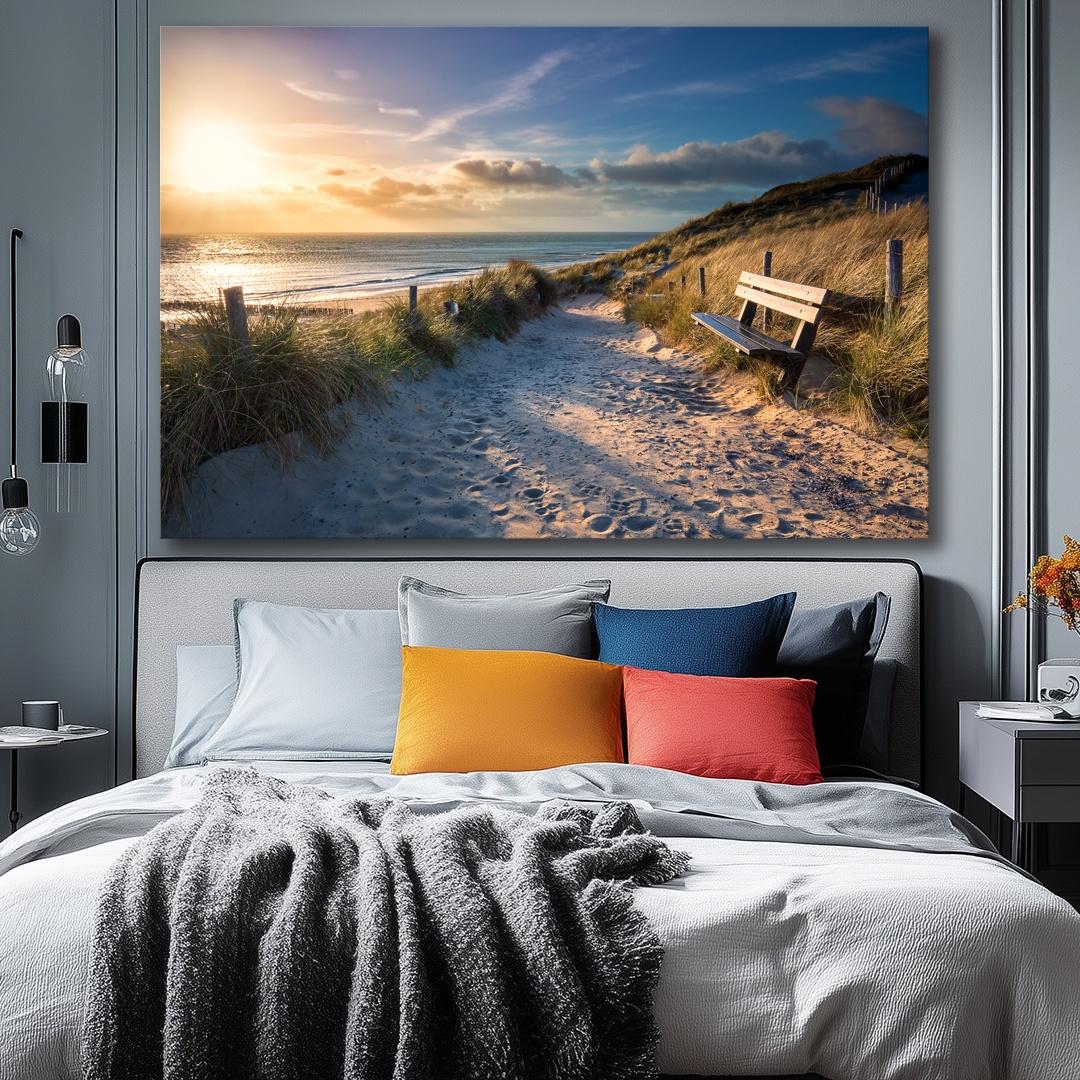 Leinwandbild Nordsee Dünen – 120x80cm fertig gerahmt kaufen – Ansicht 3