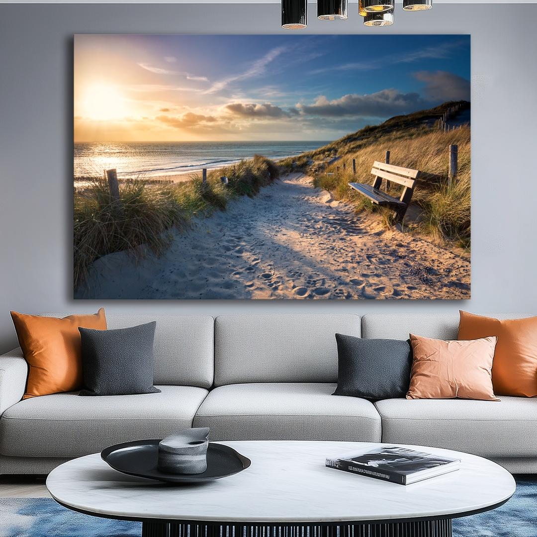 Leinwandbild Nordsee Dünen – 120x80cm fertig gerahmt kaufen – Ansicht 6