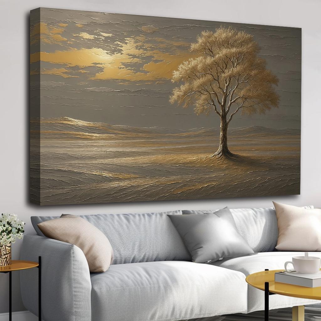 Goldener Baum Leinwandbild 120x80 cm – fertig gerahmt – Ansicht 2