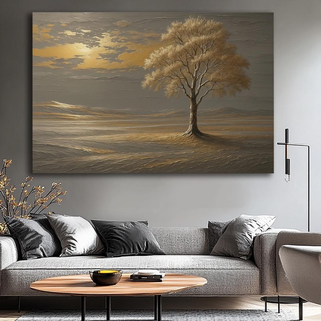 Goldener Baum Leinwandbild 120x80 cm – fertig gerahmt – Ansicht 3