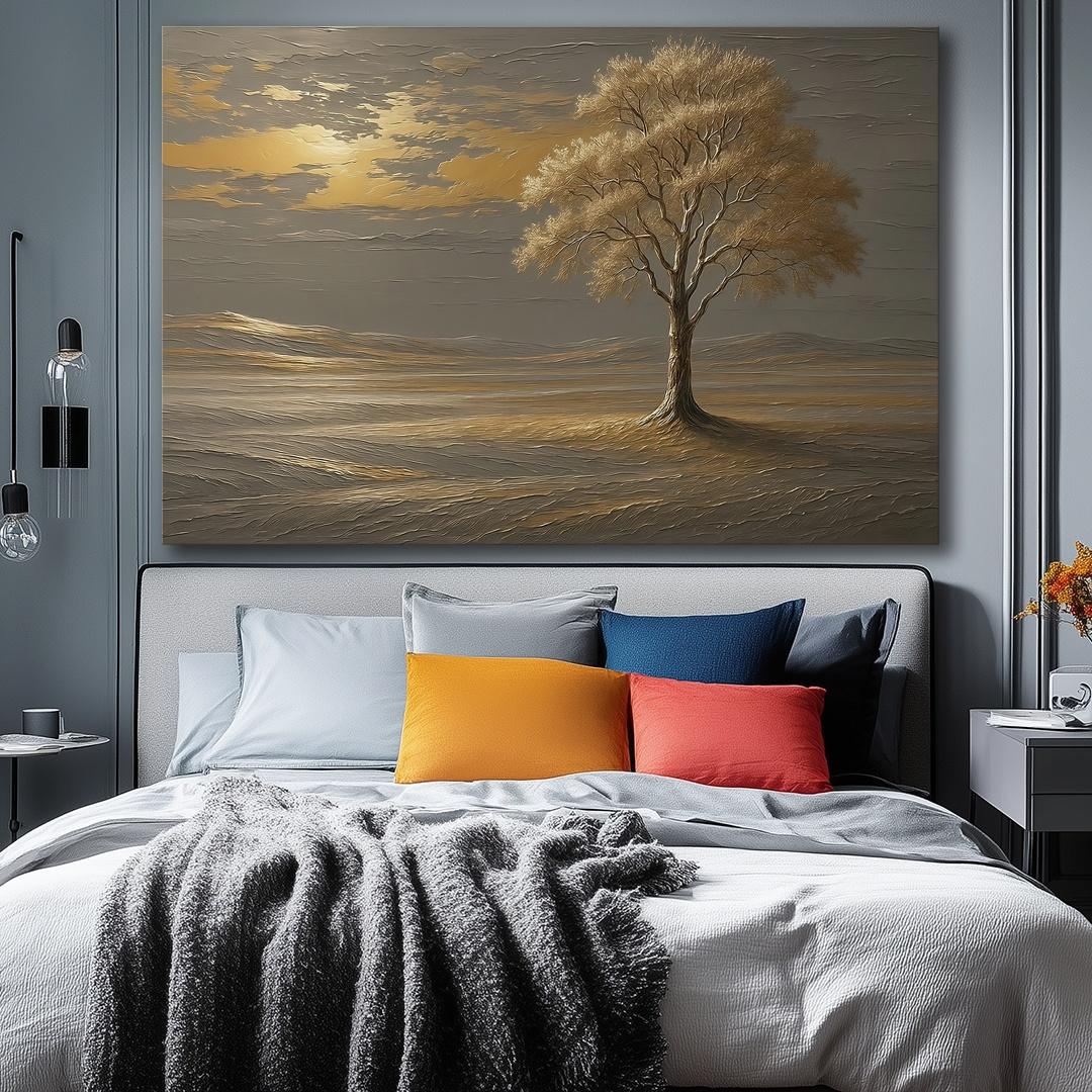 Goldener Baum Leinwandbild 120x80 cm – fertig gerahmt – Ansicht 4