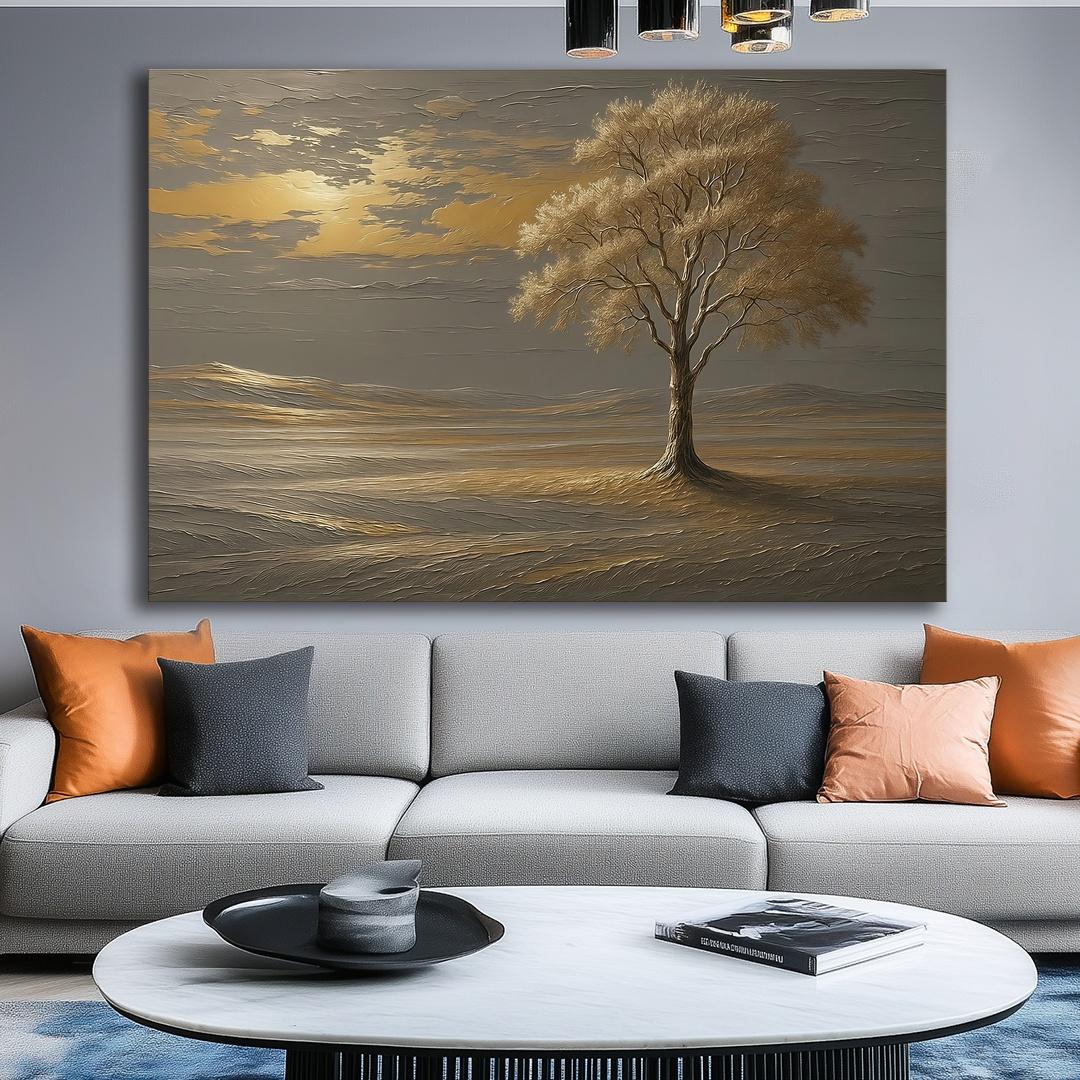Goldener Baum Leinwandbild 120x80 cm – fertig gerahmt – Ansicht 5