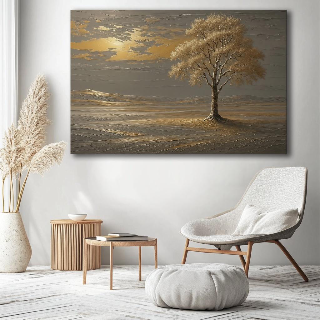 Goldener Baum Leinwandbild 120x80 cm – fertig gerahmt – Ansicht 6
