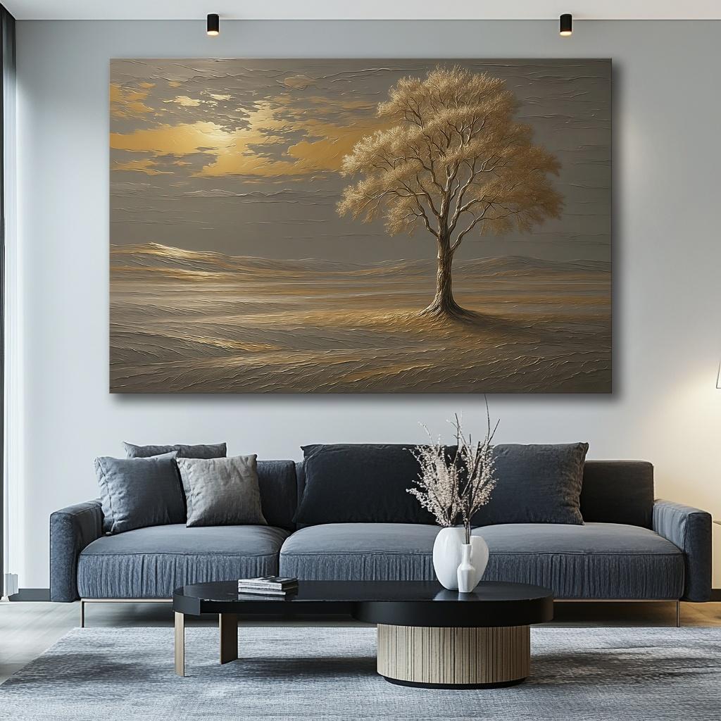 Goldener Baum Leinwandbild 120x80 cm – fertig gerahmt – Ansicht 7