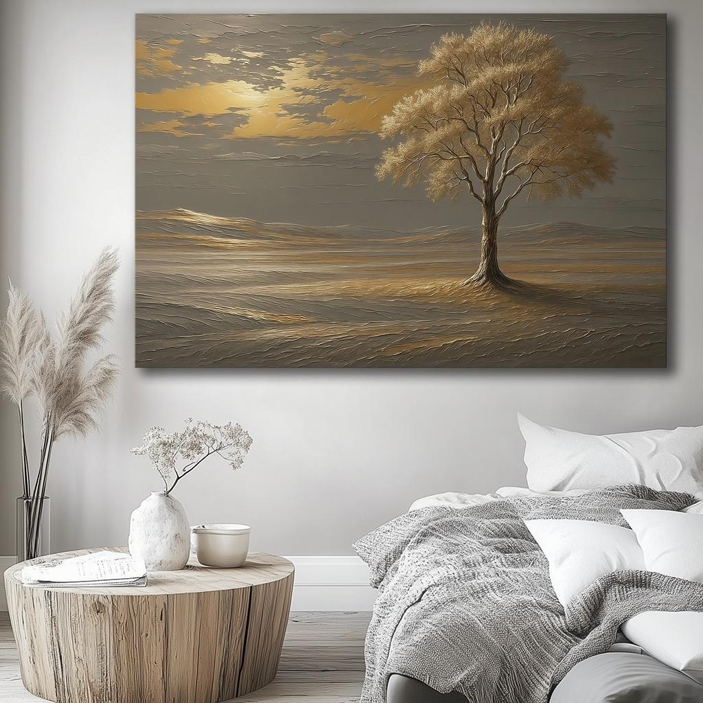 Goldener Baum Leinwandbild 120x80 cm – fertig gerahmt – Ansicht 8
