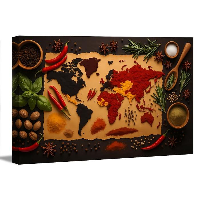 Leinwandbild Gewürz Weltkarte – bunte Spicy Map 120 x 80 cm – Ansicht 9
