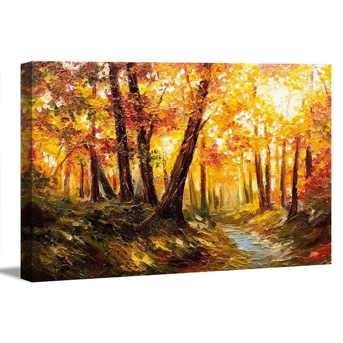 Herbstwald Leinwandbild 120 x 80 cm mit Echtholzrahmen – Ansicht 9