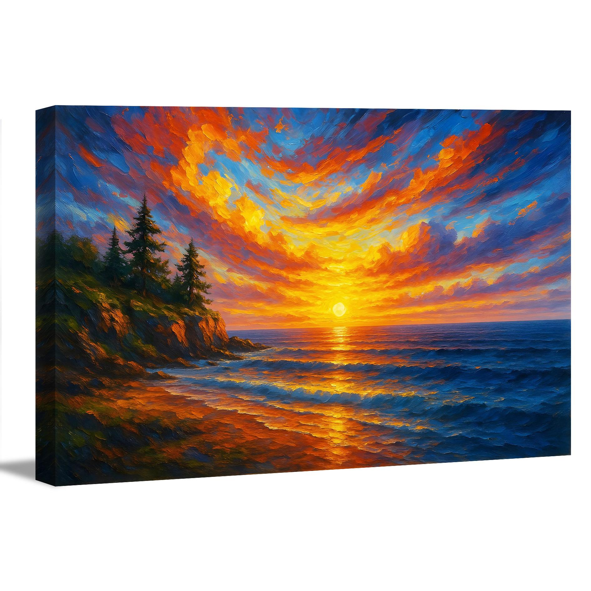 Leinwandbild Ozean Sunset – 120x80cm mit Echtholzrahmen