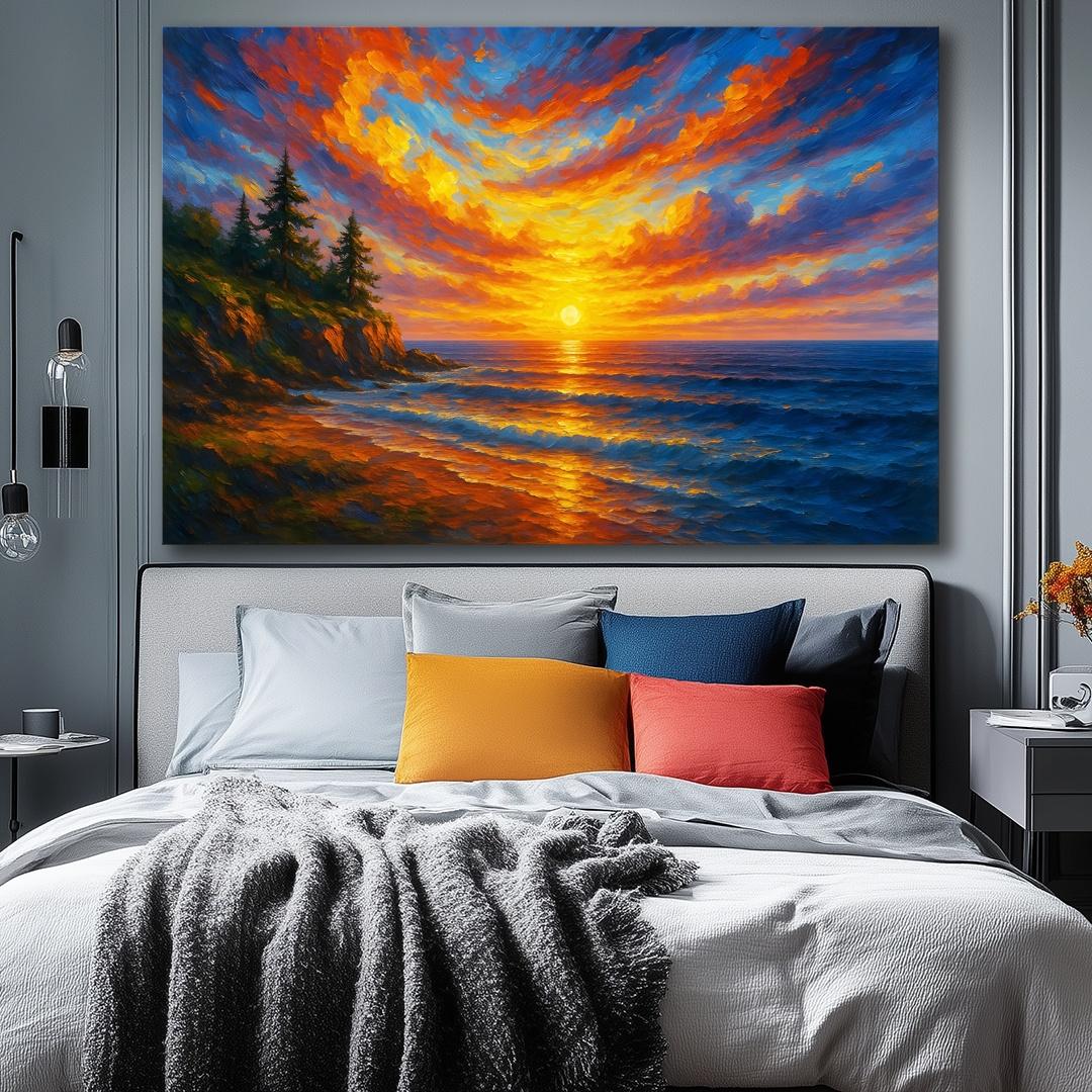 Leinwandbild Ozean Sunset – 120x80cm mit Echtholzrahmen – Ansicht 4