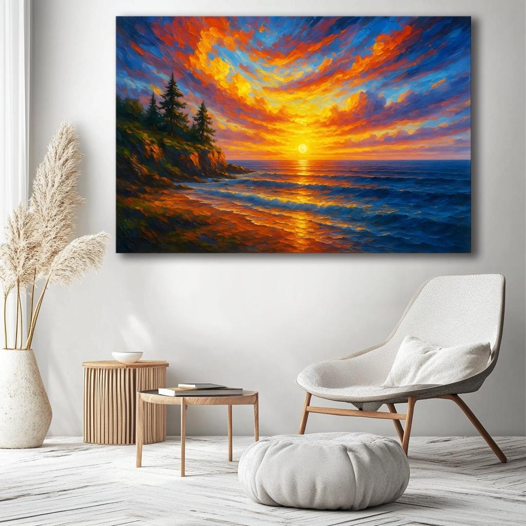 Leinwandbild Ozean Sunset – 120x80cm mit Echtholzrahmen – Ansicht 6