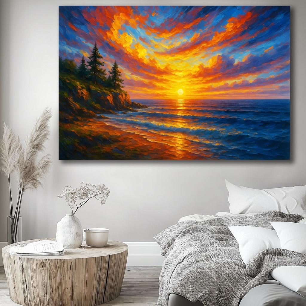 Leinwandbild Ozean Sunset – 120x80cm mit Echtholzrahmen – Ansicht 7