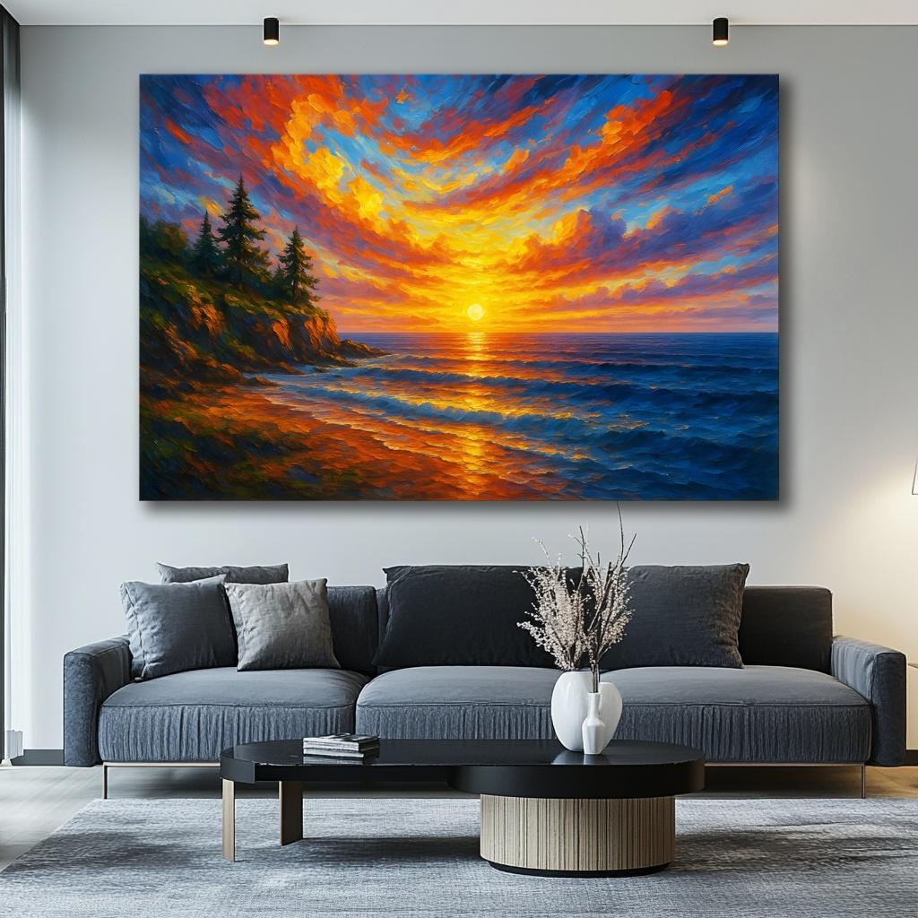 Leinwandbild Ozean Sunset – 120x80cm mit Echtholzrahmen – Ansicht 8