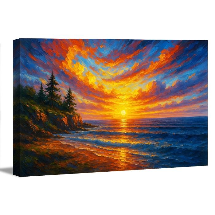 Leinwandbild Ozean Sunset – 120x80cm mit Echtholzrahmen – Ansicht 9