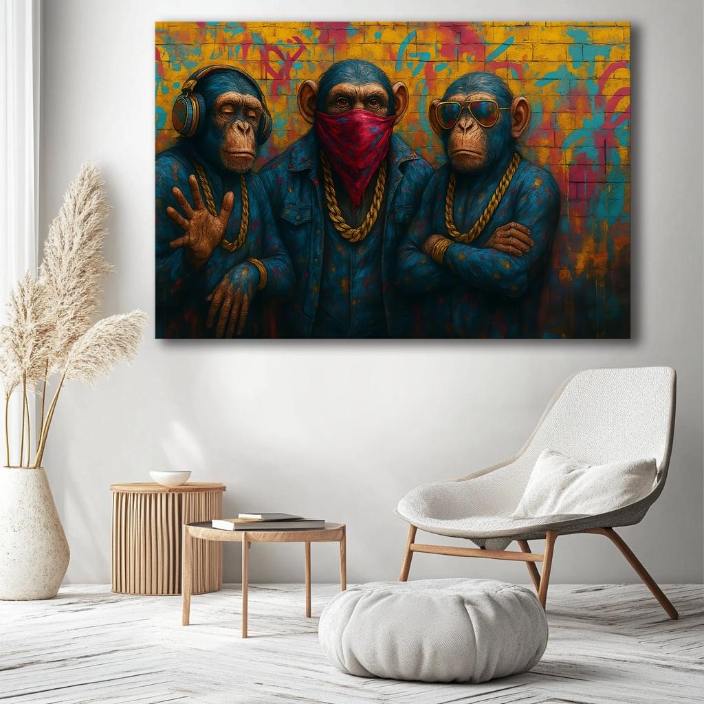 Cooles Affen Leinwandbild 120x80 cm - Street Art für Ihre Wand – Ansicht 6