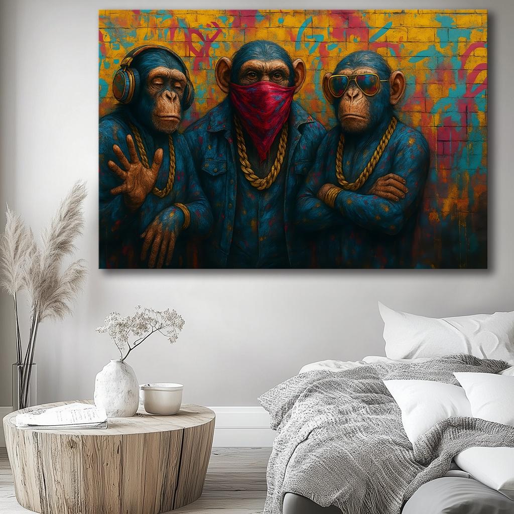 Cooles Affen Leinwandbild 120x80 cm - Street Art für Ihre Wand – Ansicht 8