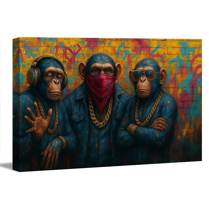 Cooles Affen Leinwandbild 120x80 cm - Street Art für Ihre Wand – Ansicht 9