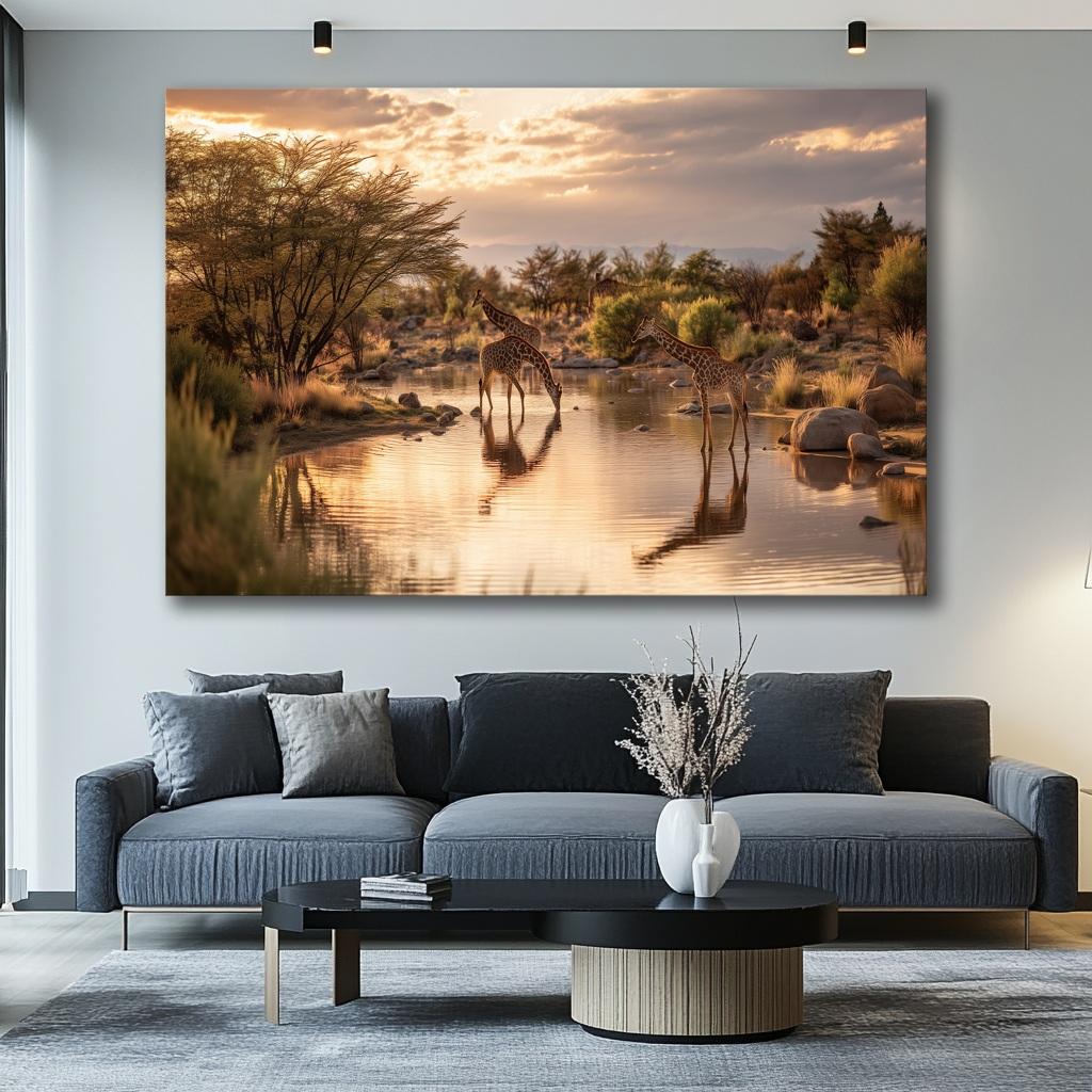 Bild fertig gerahmt Afrika Giraffen Savanne 120 x 80 cm 5079 – Ansicht 5
