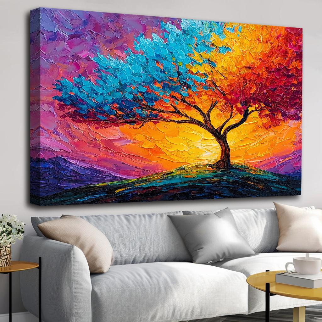Bild fertig gerahmt bunter Baum 120 x 80 cm 5081 – Ansicht 2