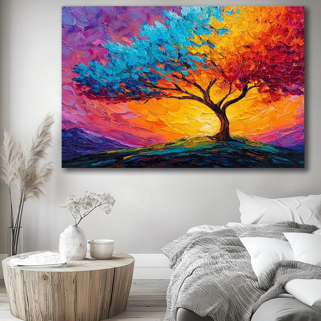 Bild fertig gerahmt bunter Baum 120 x 80 cm 5081 – Ansicht 3