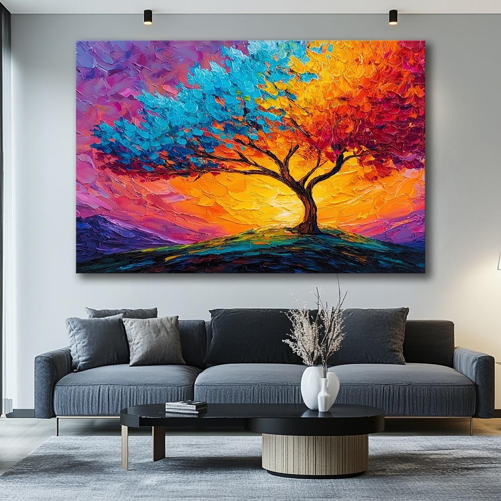 Bild fertig gerahmt bunter Baum 120 x 80 cm 5081 – Ansicht 4