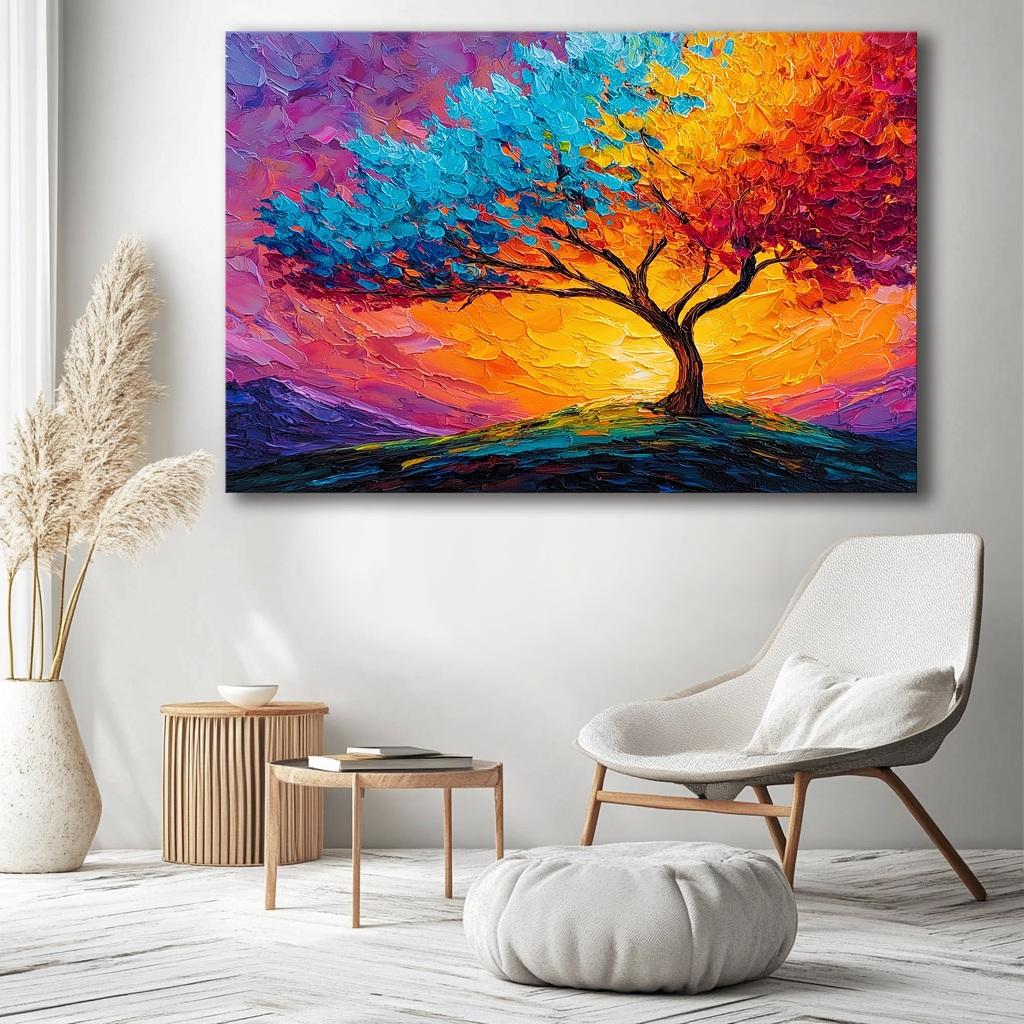 Bild fertig gerahmt bunter Baum 120 x 80 cm 5081 – Ansicht 5